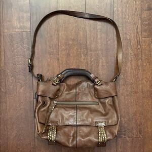 Kooba Brown Leather Women's Bag with Brass Detailing, Butter Soft